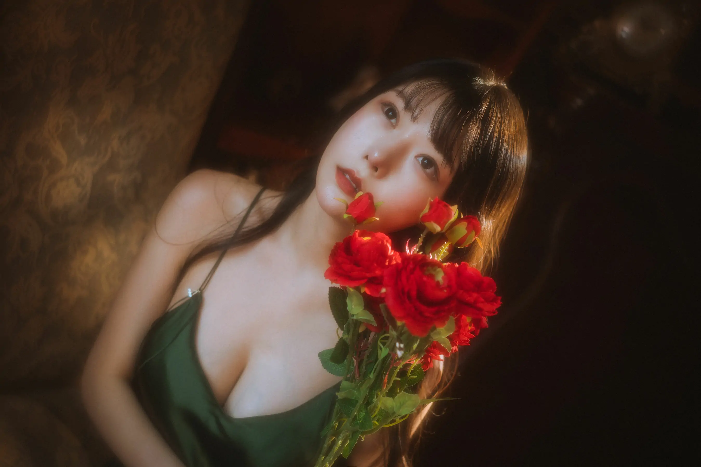 [网红COSER] 香草喵露露写真 - 杨枝甘露 绿色连衣裙