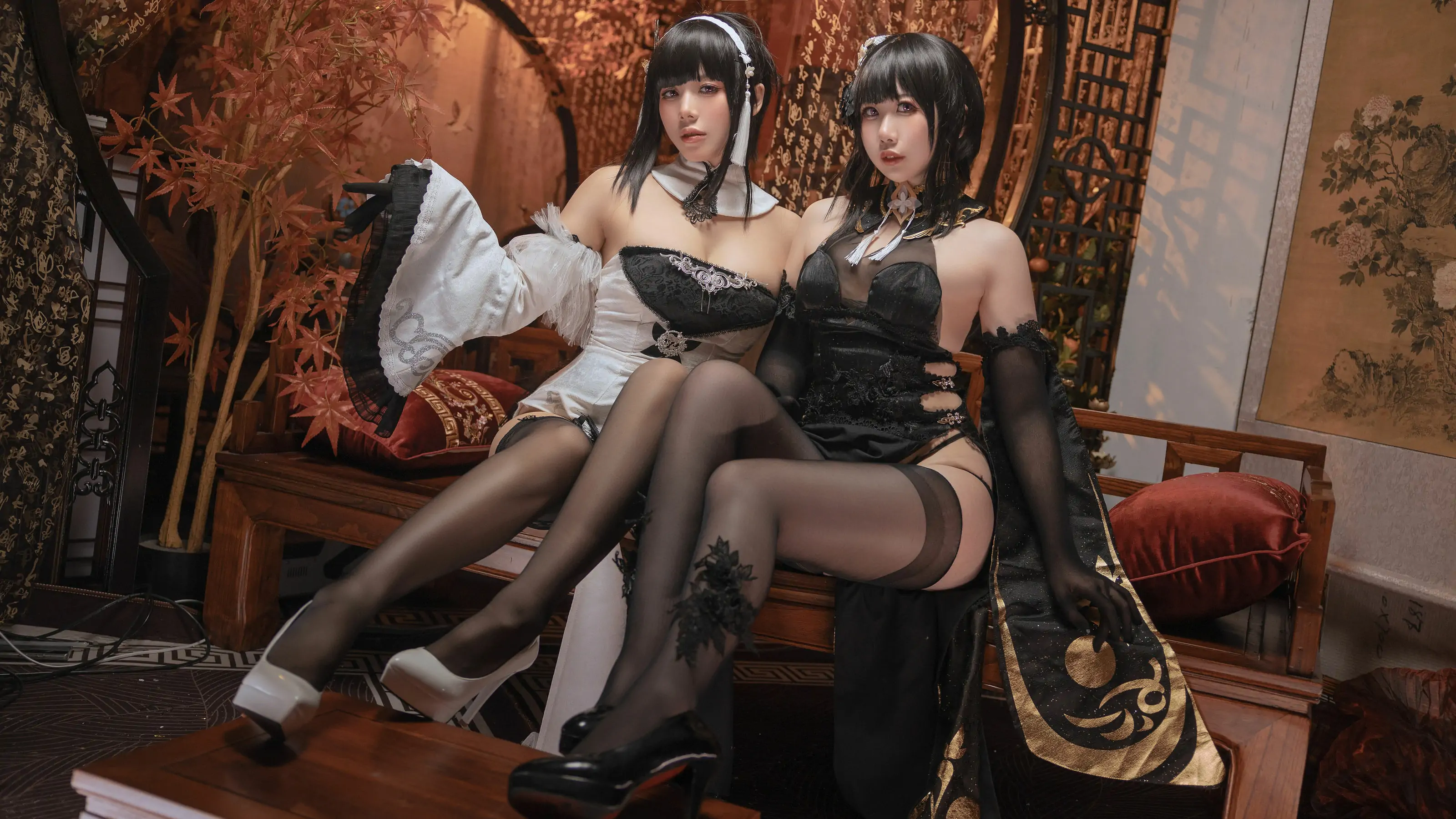 [网红COSER] 九言&喜茶苍苍子 - 碧蓝航线 镇海白黒双人