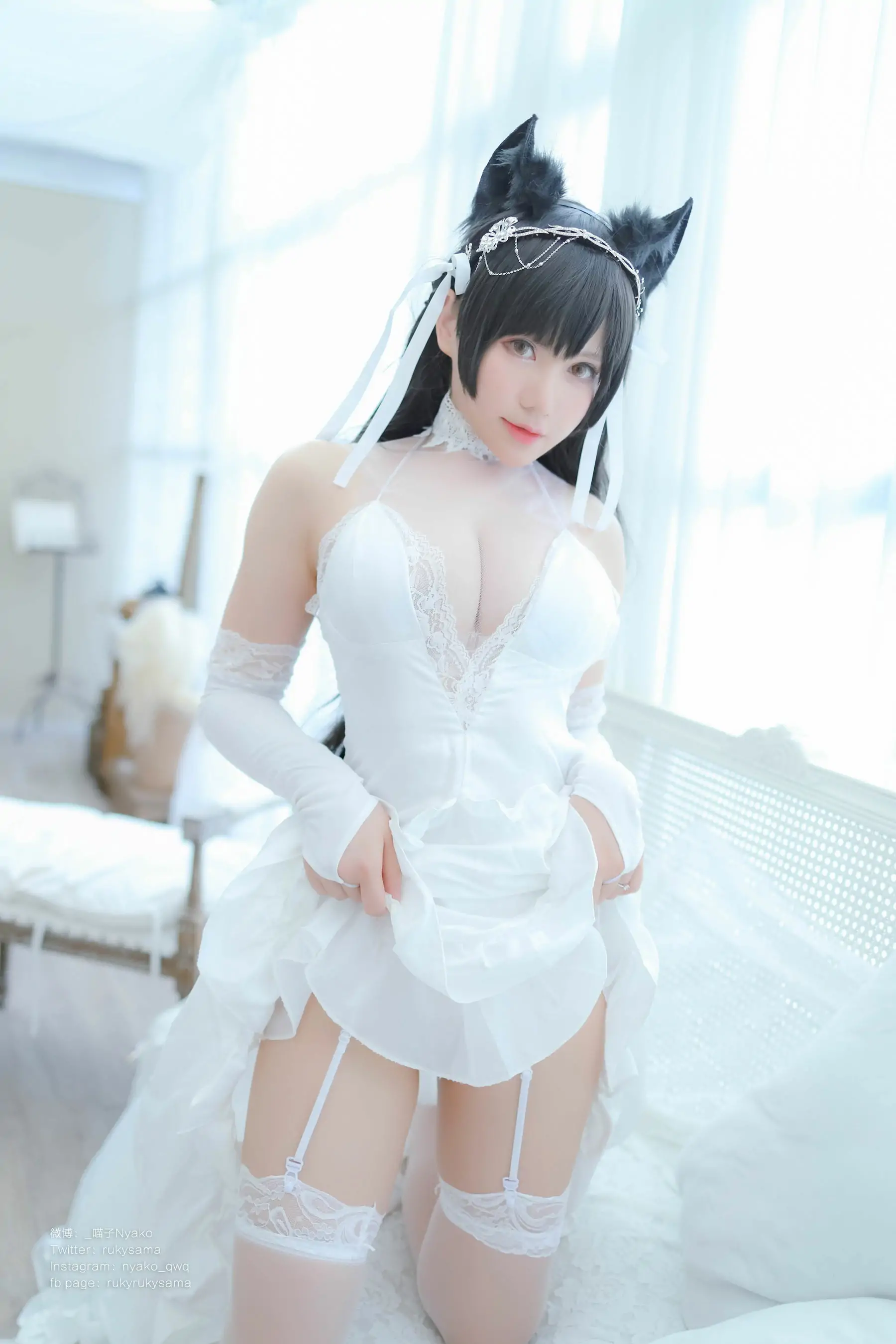 [福利COS] 萌妹子Nyako喵子 - 爱宕婚纱