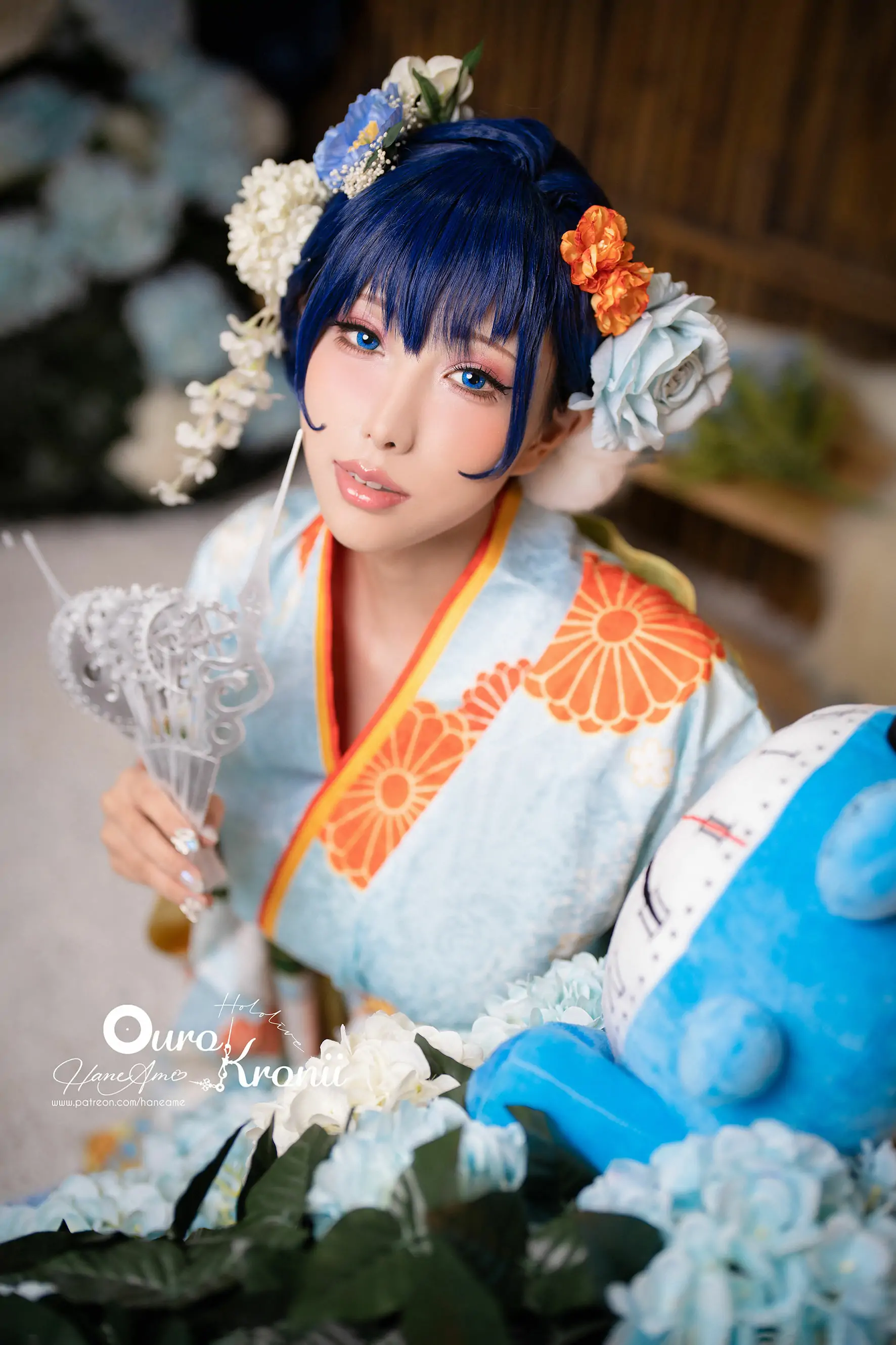 [福利COS] Hane Ame 雨波写真 - Hololive Kronii 時間 Kimono