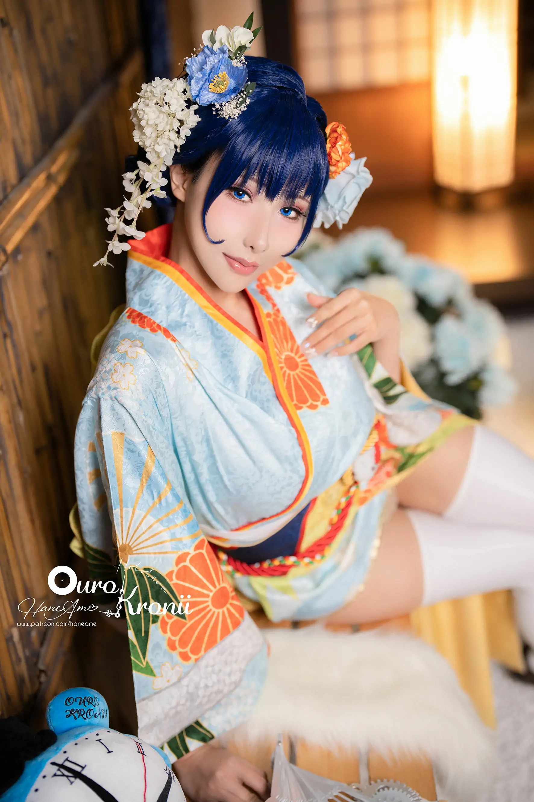 [福利COS] Hane Ame 雨波写真 - Hololive Kronii 時間 Kimono