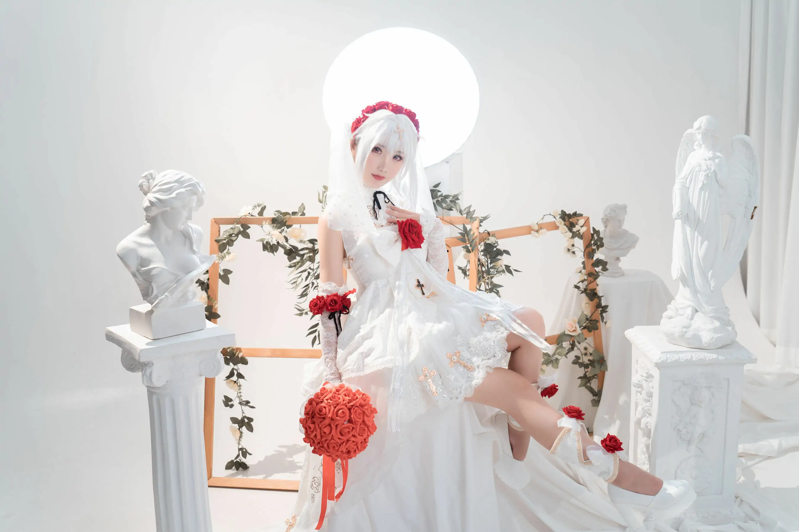 [网红COSER] 可爱人气Coser面饼仙儿 - 德丽莎婚纱