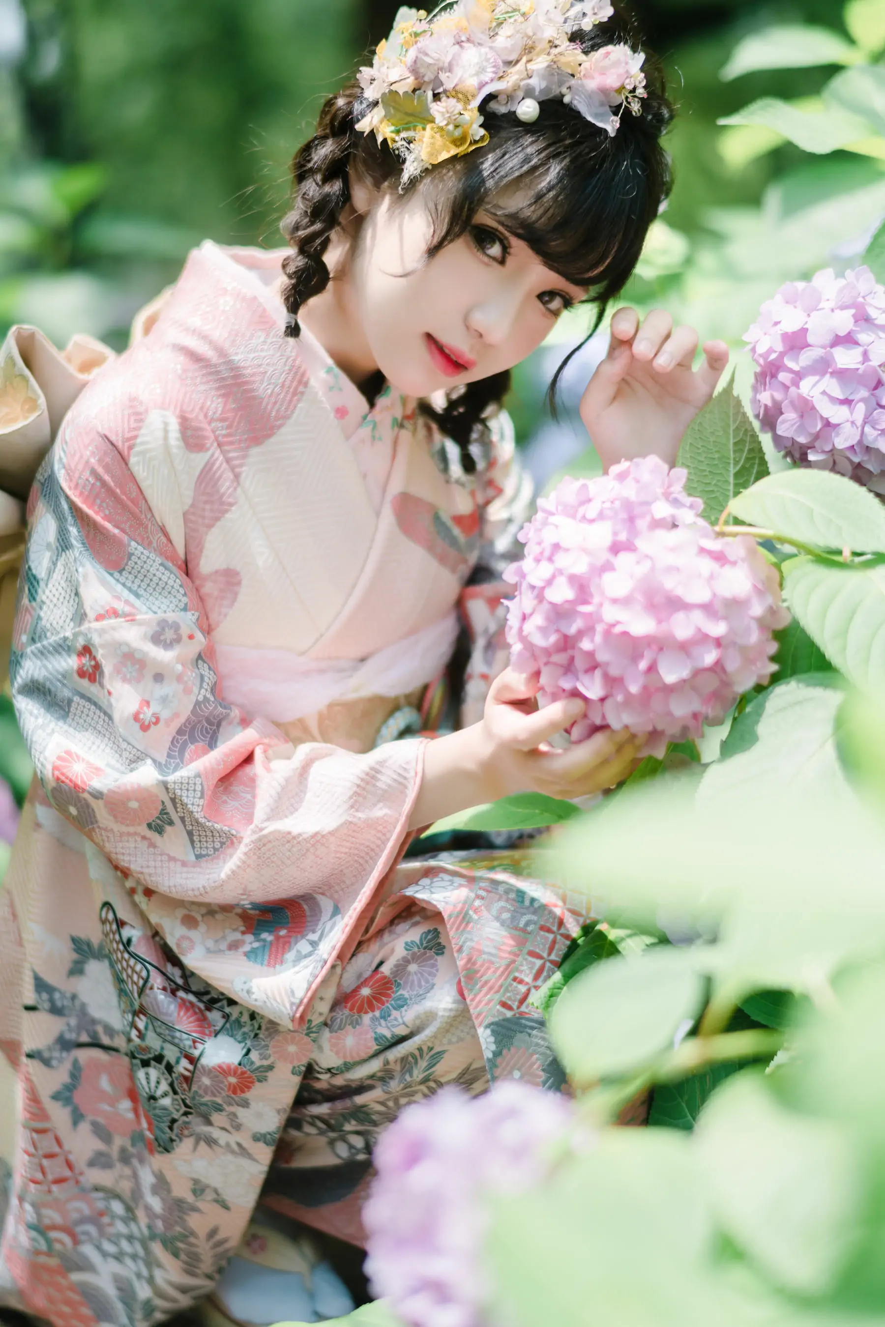 [福利COS] 花柒Hana - 绣球花和服