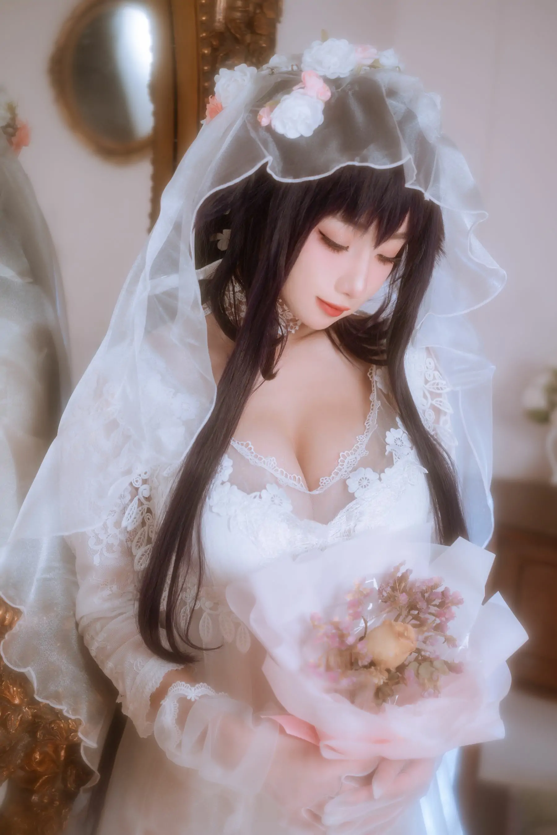 [福利COS] 白嫩美少女鬼畜瑶 - 婚纱